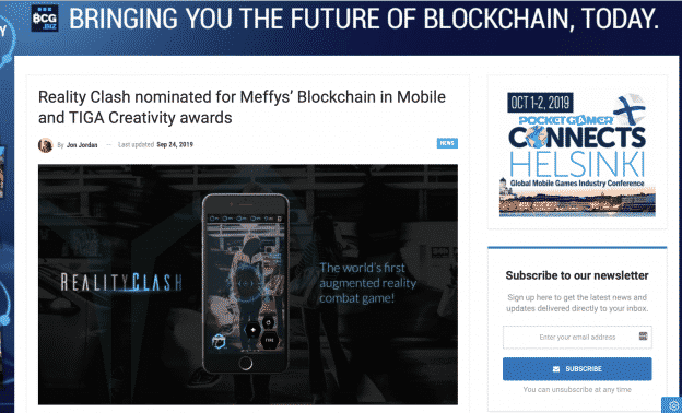 Reality Clash nominated for Meffys’ Blockchain in Mobile and TIGA Creativity awards