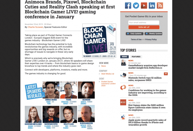 Reality Clash speaking at first Blockchain Gamer LIVE! gaming conference in January