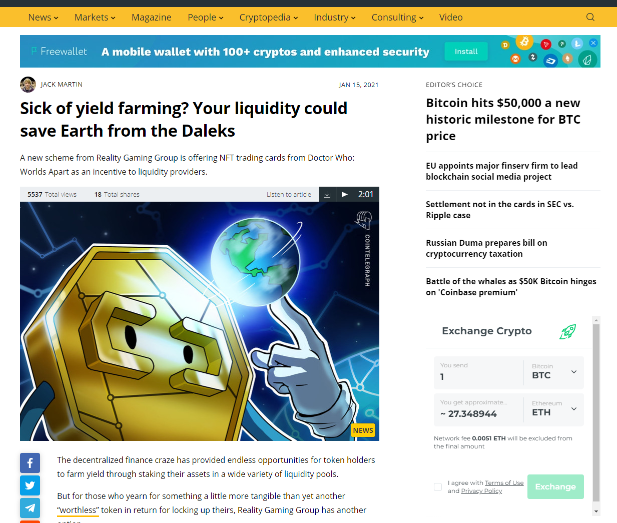 Sick of yield farming? Your liquidity could save Earth from the Daleks